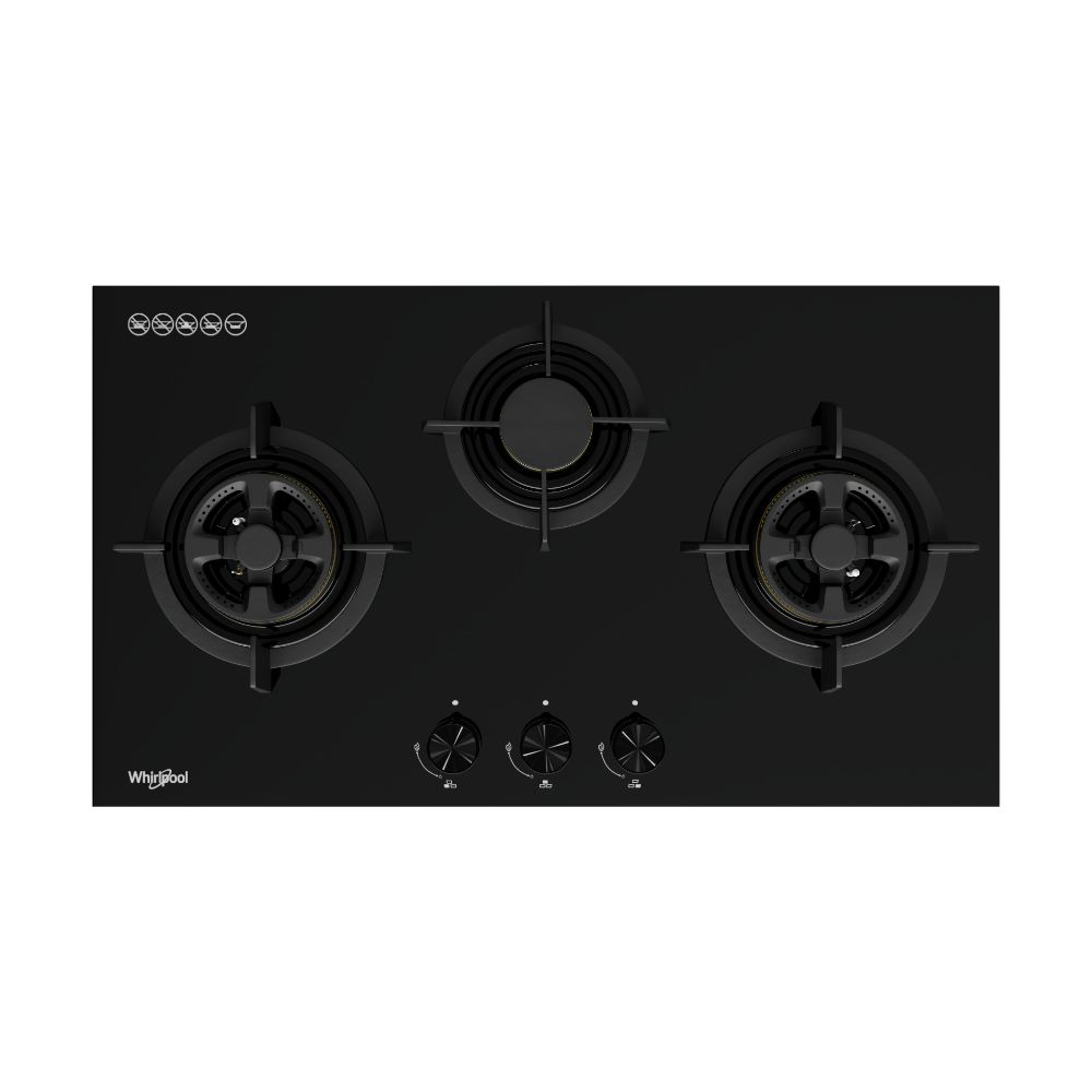 Whirlpool GWG8830LS 88cm Gas Hob, 3 Burners, LPG
