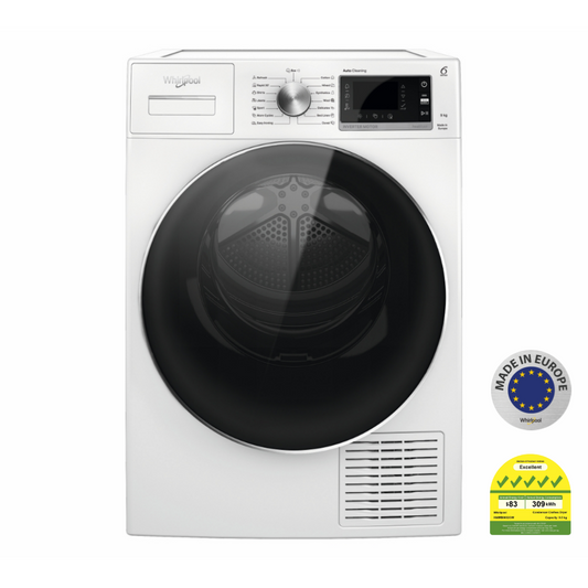 Whirlpool HWMB9002GW Freshcare+9kg Auto Clean Heat Pump Dryer
