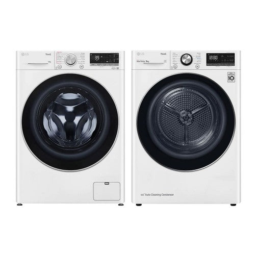 (Bundle) LG FV1410S3WA Front Load Washing Machine (10kg)(4 Ticks)+ TD-H90VWD Dual Inverter Heat Pump Dryer (9KG)(5 Ticks)