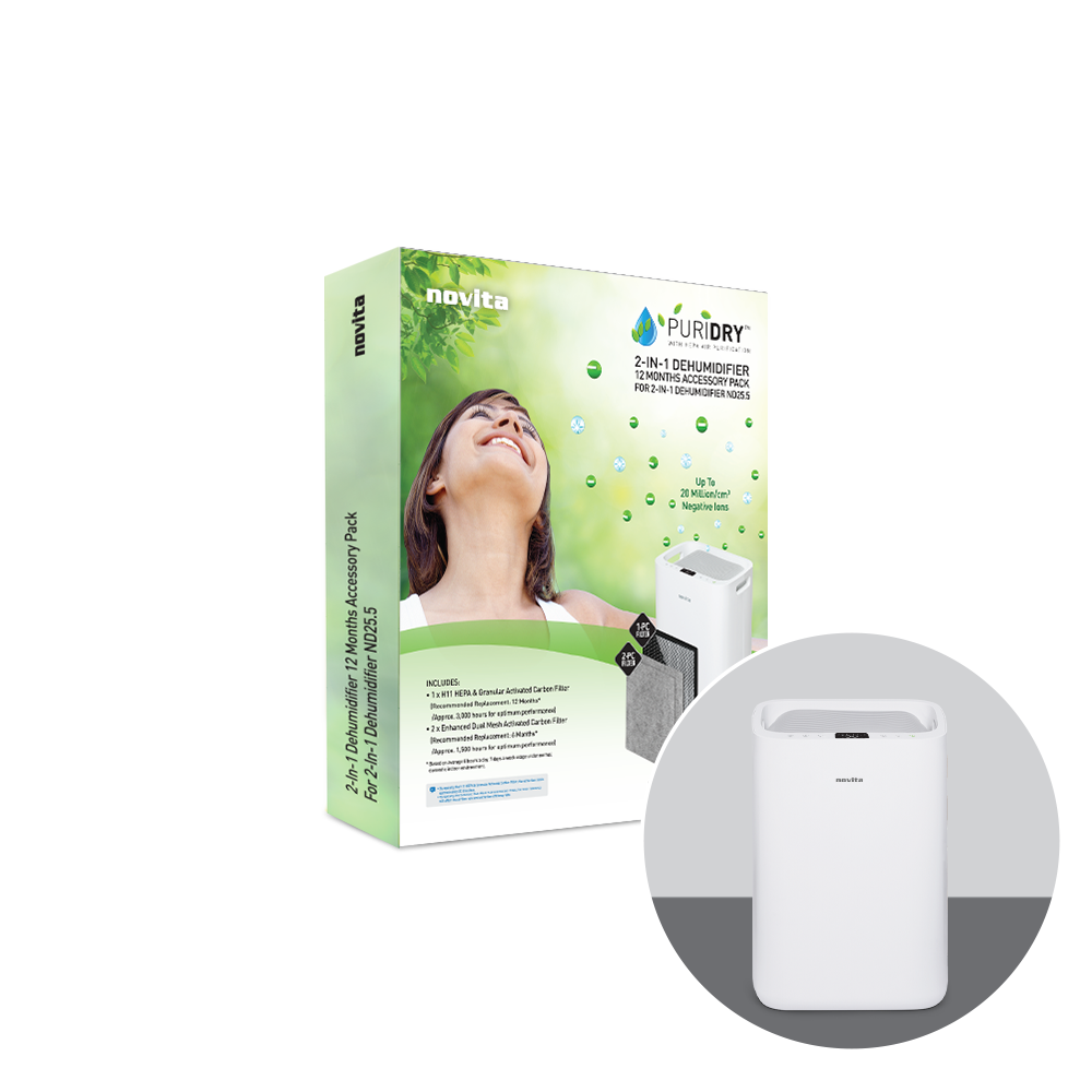 Novita Dehumidifier + Air Purifier The 2-In-1 ND25.5 12-Months Replacement Filter Pack
