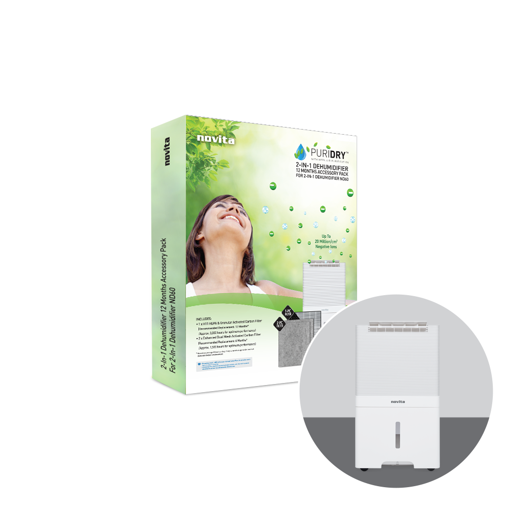 Novita Dehumidifier + Air Purifier The 2-In-1 ND60 12-Months Replacement Filter Pack