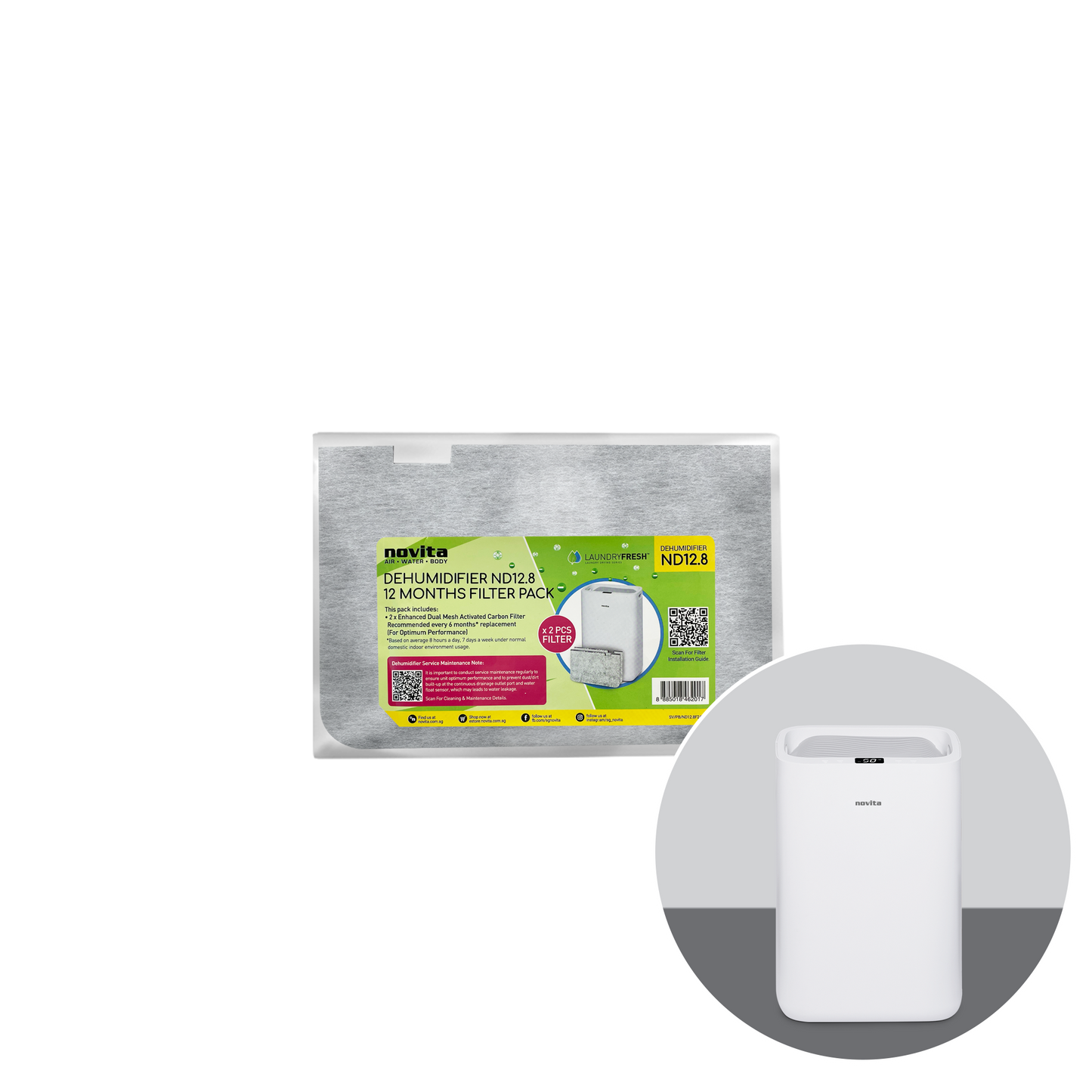 Novita Filter Pack - For Dehumidifier ND12.8 (2 Pcs)