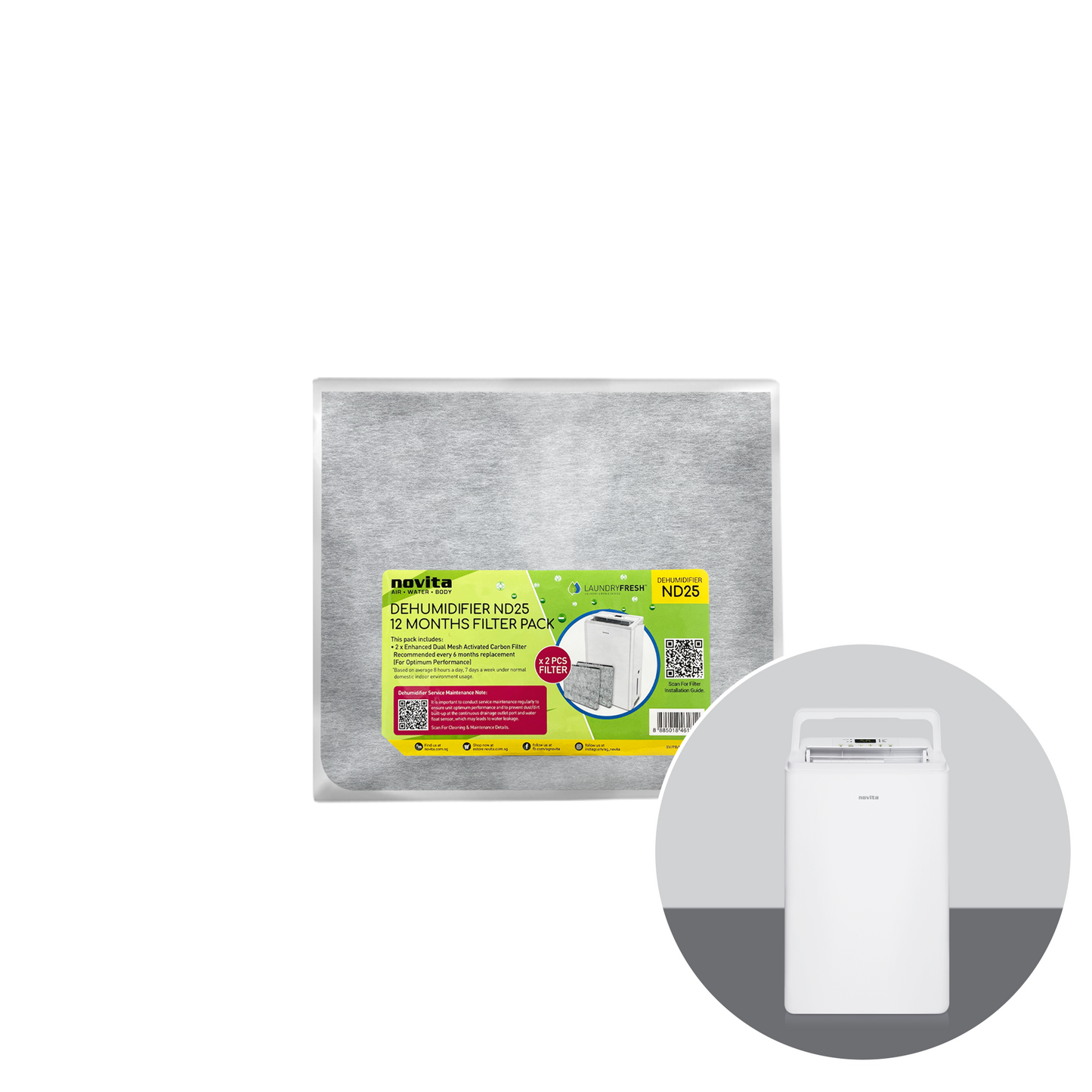 Novita Filter Pack - For Dehumidifier ND25 (2 Pcs)