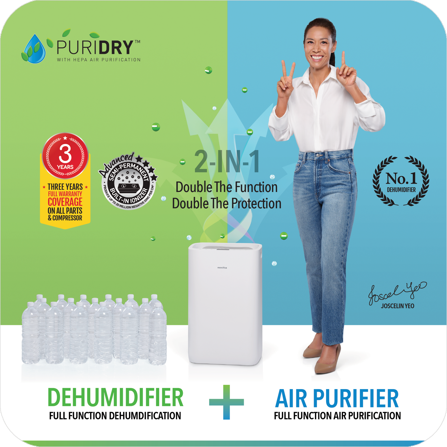 Novita Dehumidifier + Air Purifier The 2-In-1 ND25.5